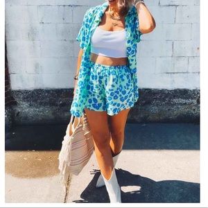 Two Piece Cover-up Animal Print Short Set